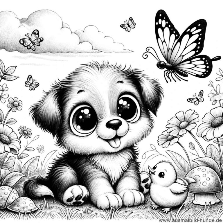  Ausmalbild Hundewelpen - Ausmalbild Hunde Illustration 