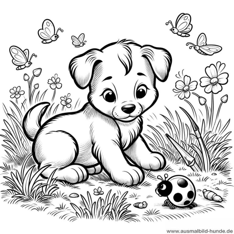  Ausmalbild Hundewelpen - Ausmalbild Hunde Illustration 