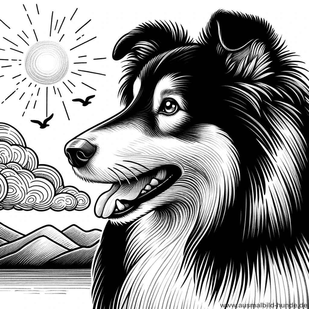 Ausmalbild Hunde Collie - Die sanften Augen von Luna