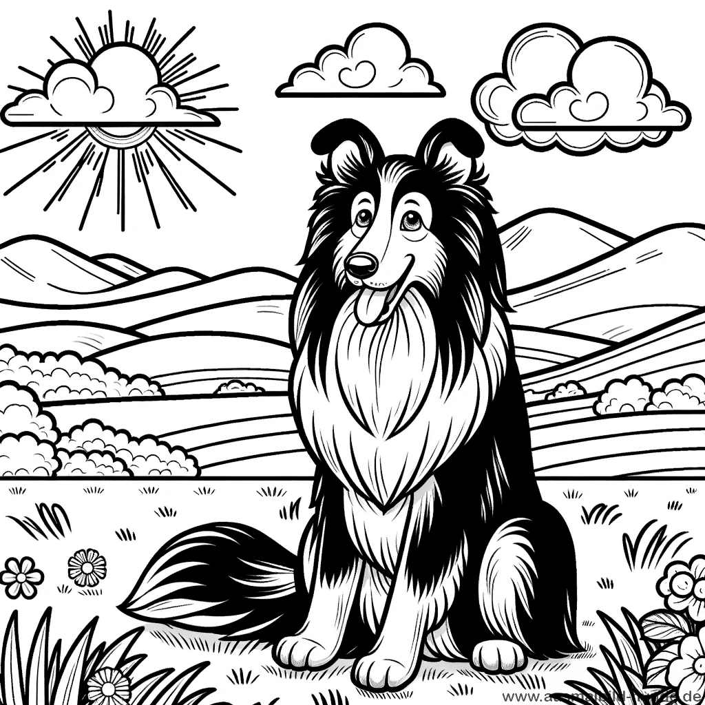 Ausmalbild Hunde Collie - Die spielerische Welt von Milo